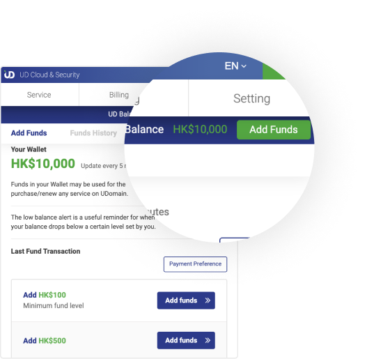 Customer panel top-up illustration